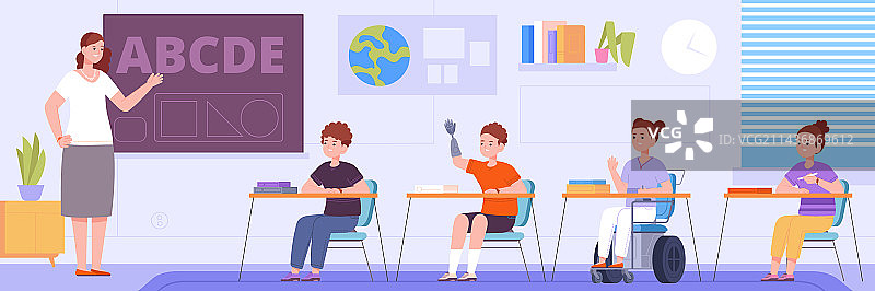 残疾儿童学校的老师正在学习图片素材