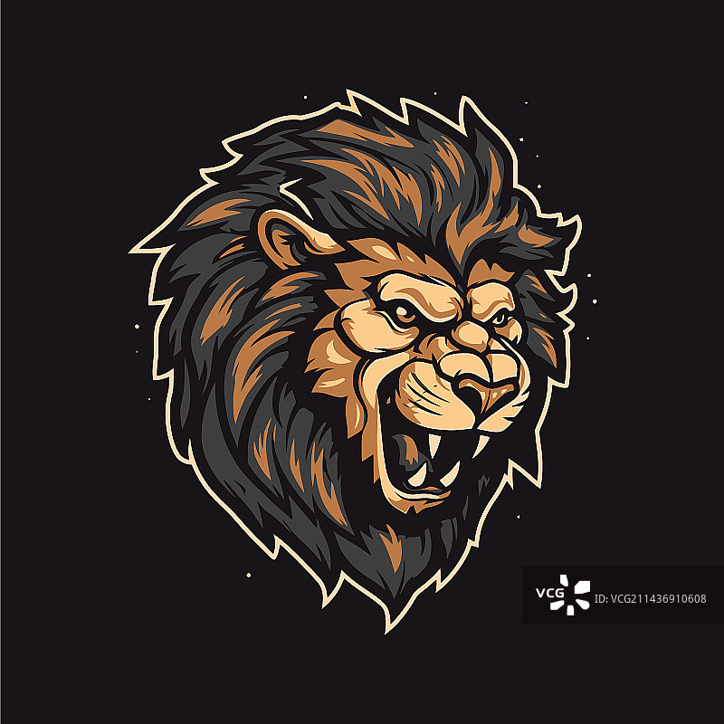 电竞风格的愤怒狮子头标志图片素材