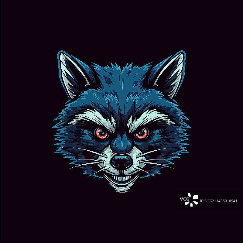 愤怒浣熊头像的logo设计图片素材