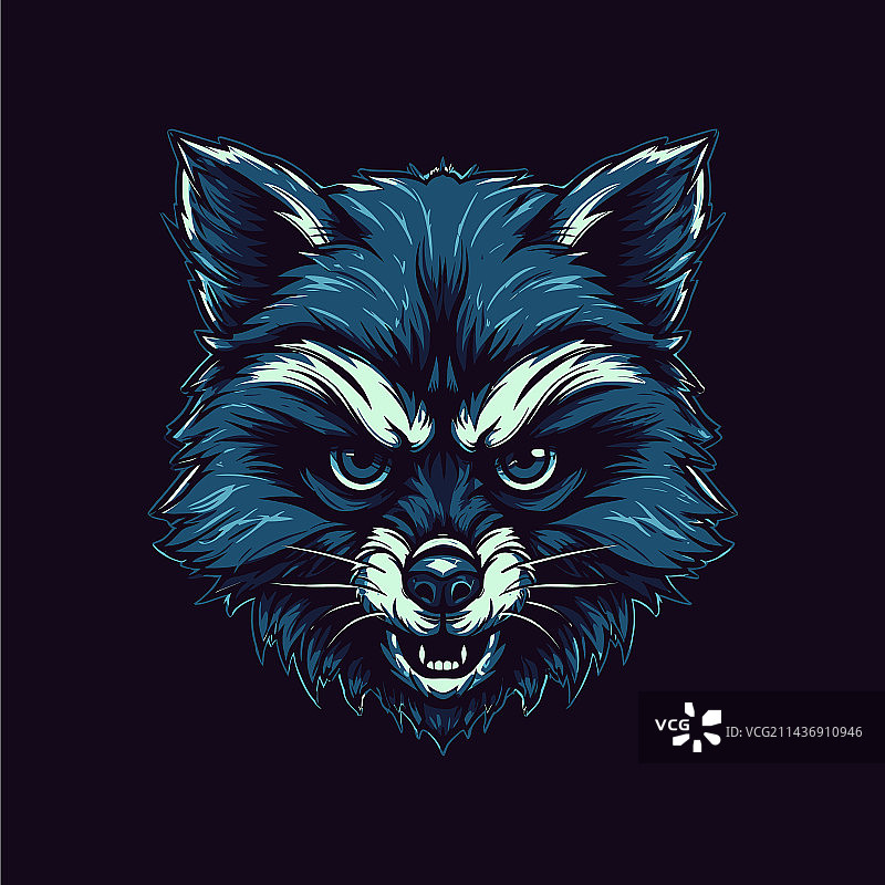 愤怒浣熊头像的logo设计图片素材