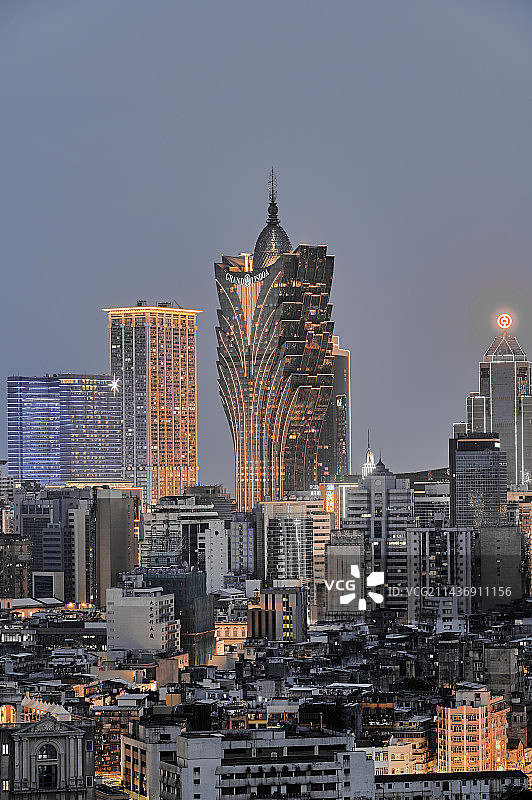 澳门特区新葡京夜景高视角图片素材