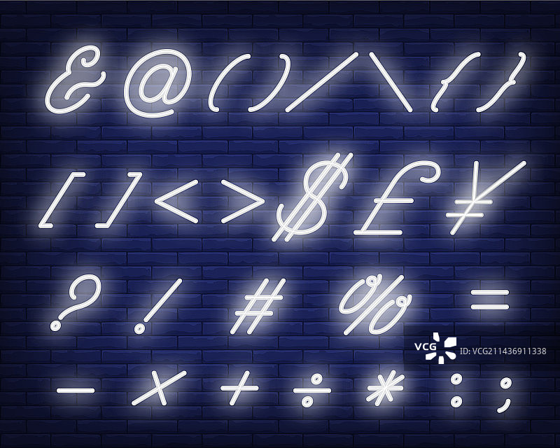 白色手写文本符号霓虹灯标志图片素材