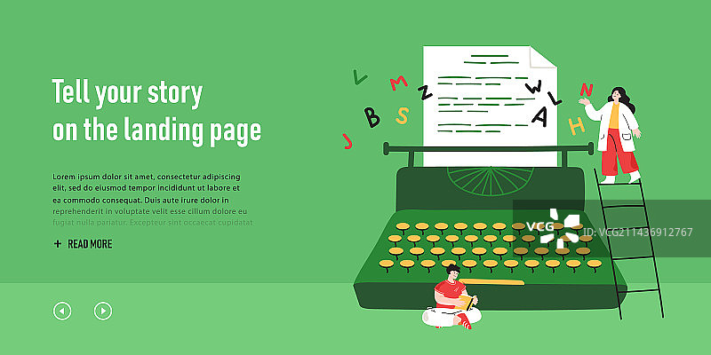 使用打字机的创意迷你女作家图片素材
