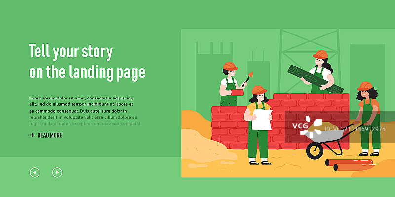 建造房屋的工人（扁平风格）图片素材