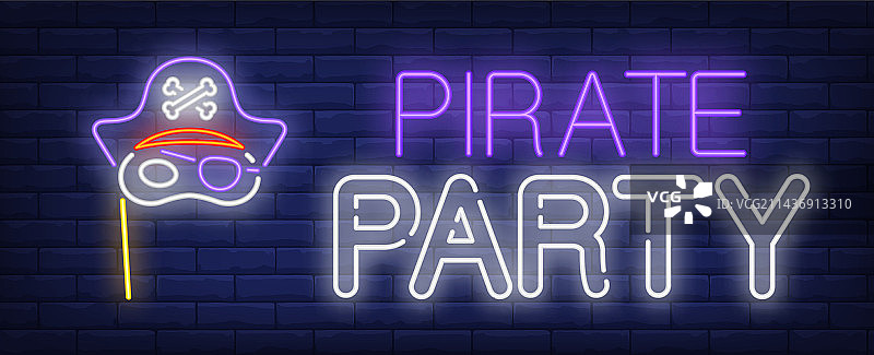 海盗派对霓虹灯标志图片素材