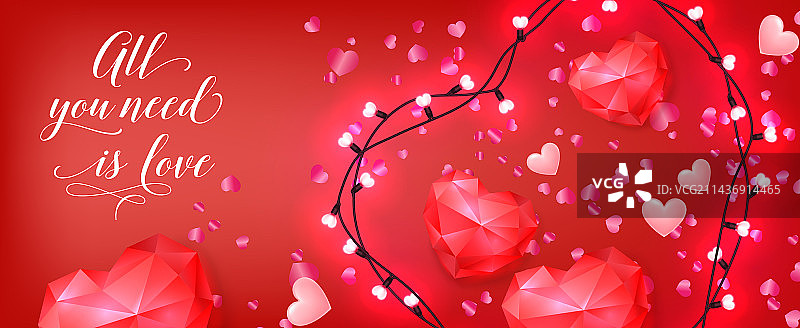 爱就是一切与红宝石心形字母图片素材