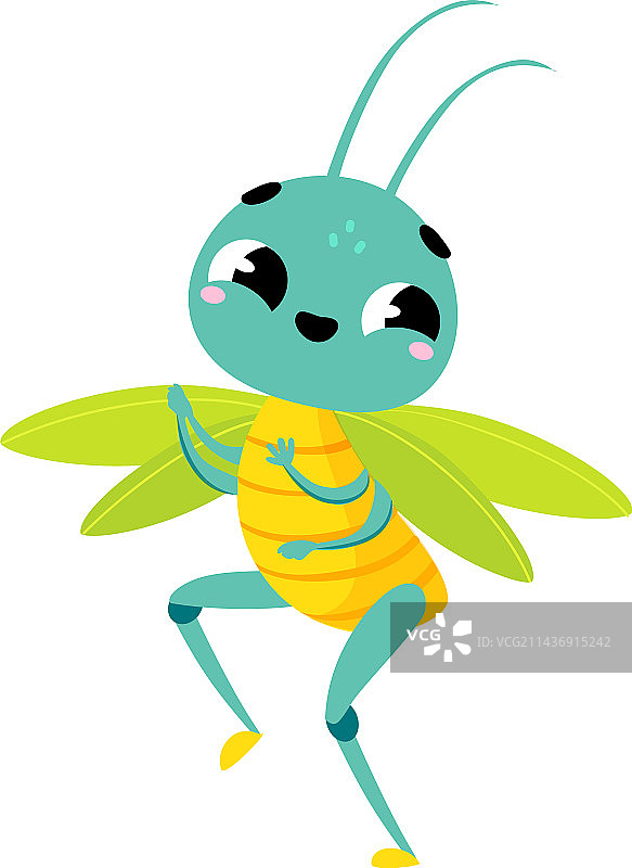 可爱跳跃蚱蜢搞笑昆虫卡通图片素材