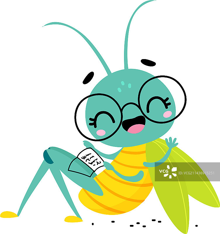 戴眼镜的可爱快乐蚱蜢图片素材