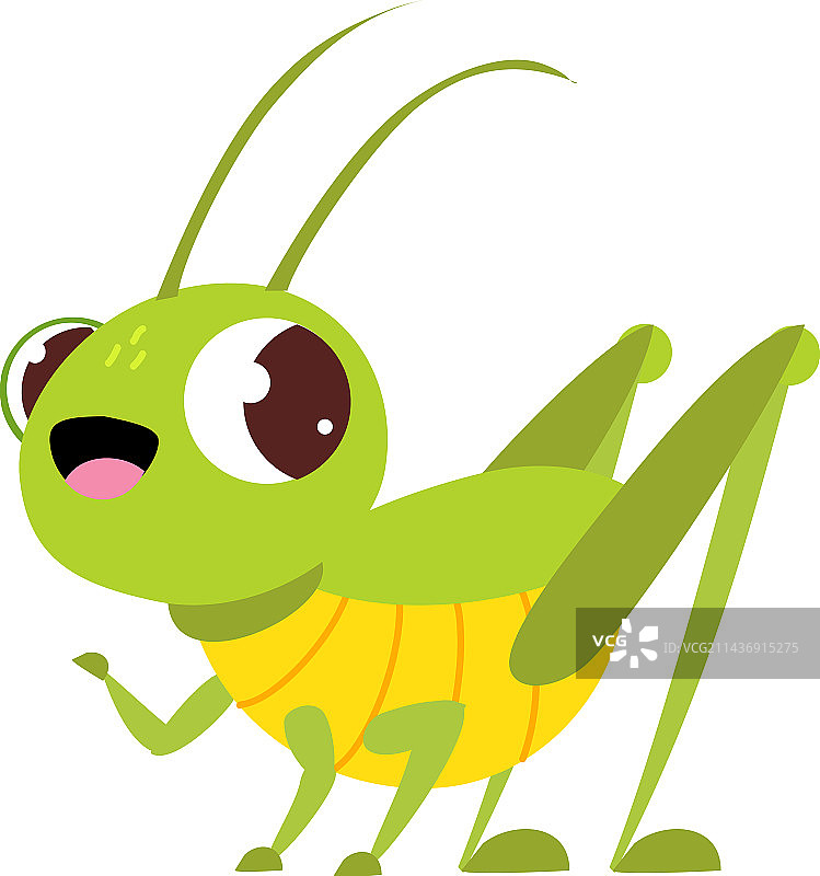 可爱的绿色蚱蜢卡通图片素材