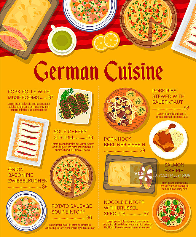 德国美食菜肴菜单页面模板图片素材