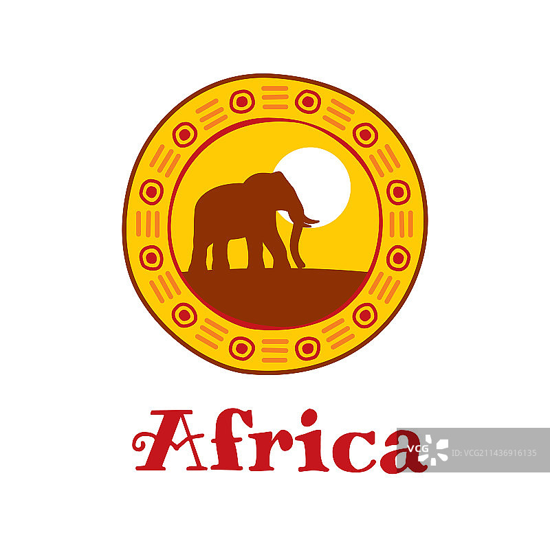 夕阳下大象剪影非洲图标图片素材