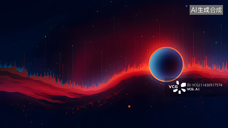 【AI数字艺术】黑色背景下的红色动感光线背景图片素材