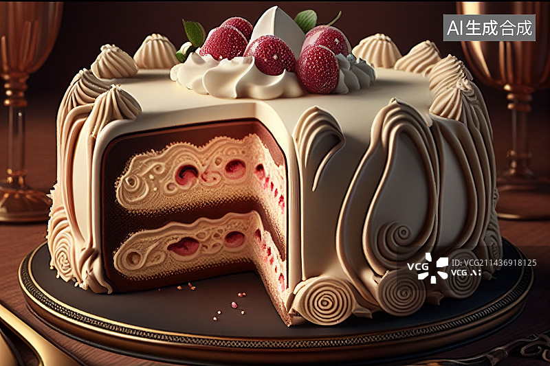 【AI数字艺术】AI生成的插图蛋糕图片素材