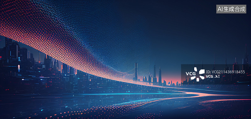 【AI数字艺术】AI生成的插图梦幻城市夜景图片素材