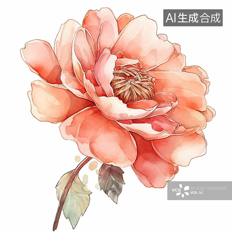 【AI数字艺术】手绘风格牡丹芍药插画图片素材