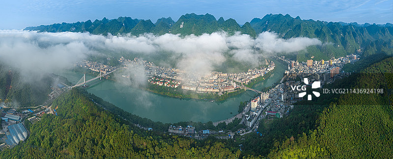 广西天峨县航拍全景图片素材