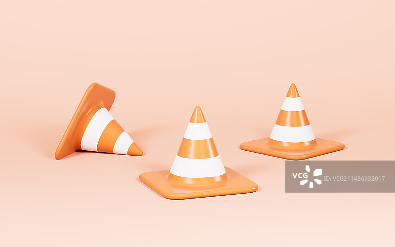 卡通交通锥3D渲染图片素材