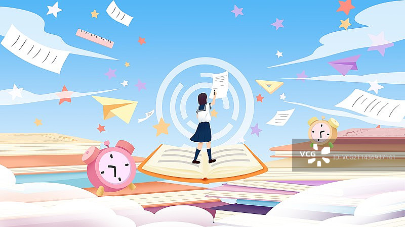 加油高考创意插画图片素材