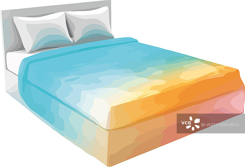 蓝色羽绒被舒适床铺图片素材