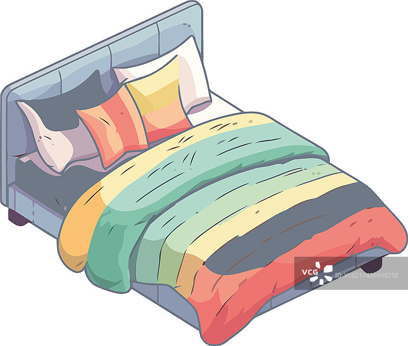 现代蓝色床头板上的舒适床上用品图片素材