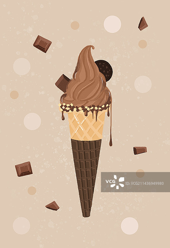 巧克力冰淇淋插画图片素材