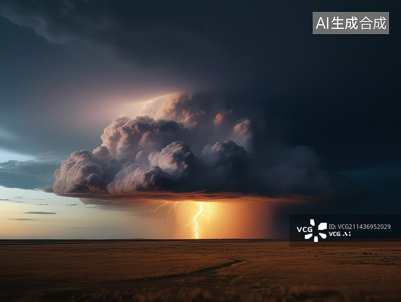 【AI数字艺术】极端天气，雷雨和闪电图片素材