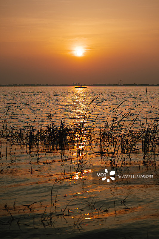 洞庭湖日落图片素材