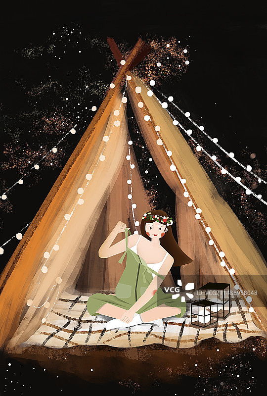 搭帐篷在野外野炊露营图片素材