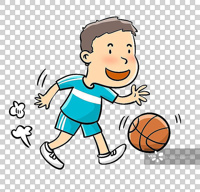 一个小男生在拍篮球图片素材