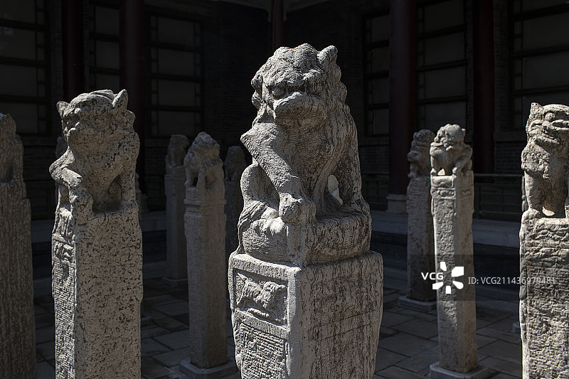 西安碑林博物馆的拴马柱图片素材