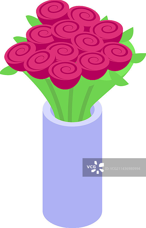 玫瑰花束2.5D风格礼品图标图片素材