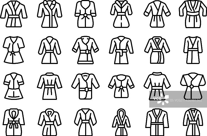 浴袍图标集轮廓缎面长袍图片素材