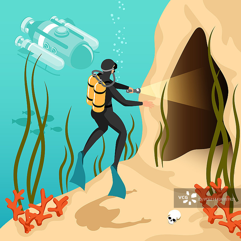 水下探索2.5D背景图片素材