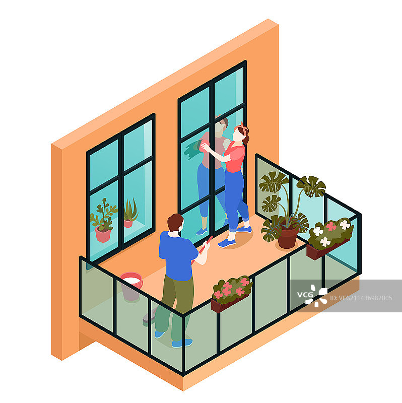 房屋阳台清洁整理图片素材