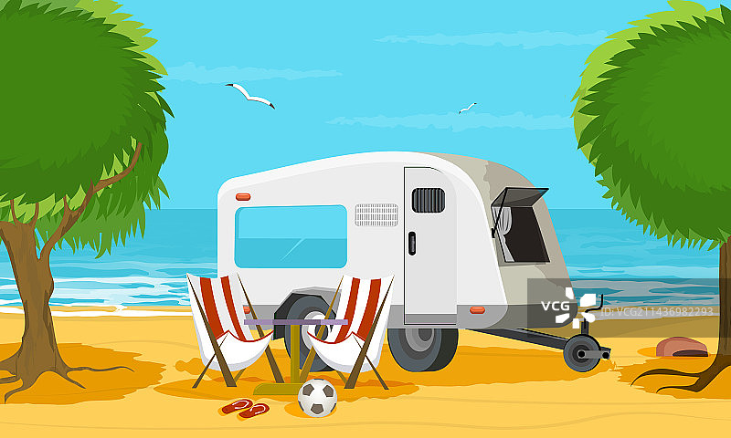 露营度假扁平背景图片素材