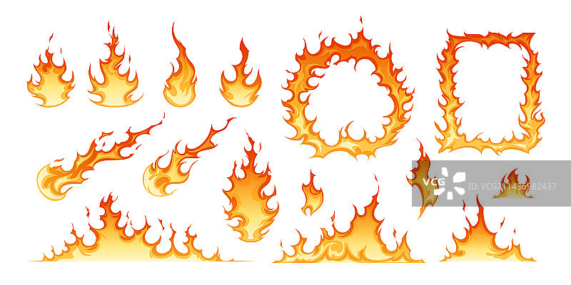 火焰扁平套装图片素材