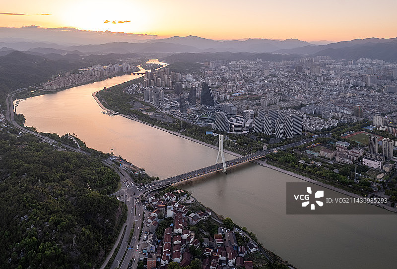 丽水市莲都区航拍南明湖风光图片素材