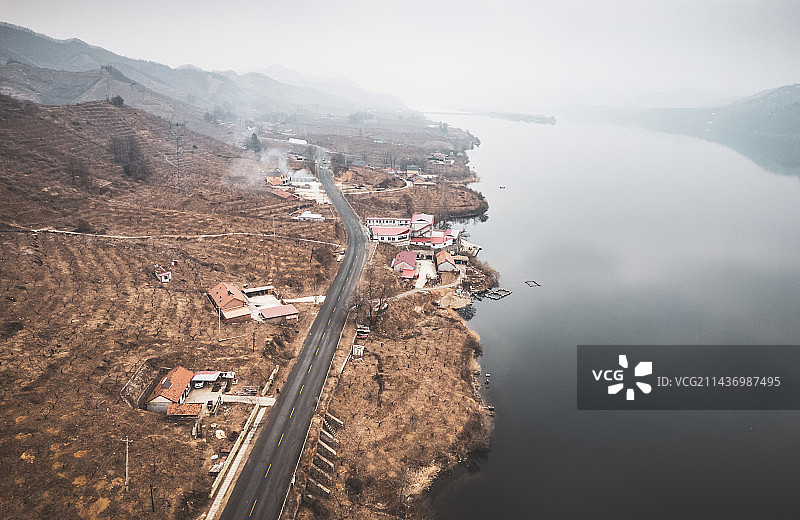 辽宁G331鸭绿江中朝边境公路航拍风光图片素材