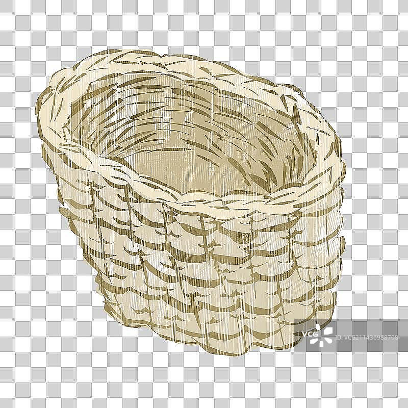 竹筐插画元素图片素材