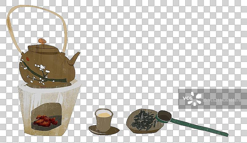 泡茶插画元素图片素材