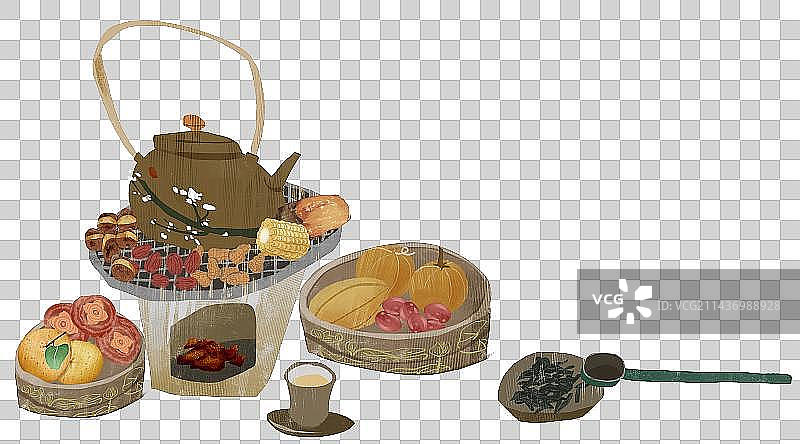围炉煮茶插画元素图片素材