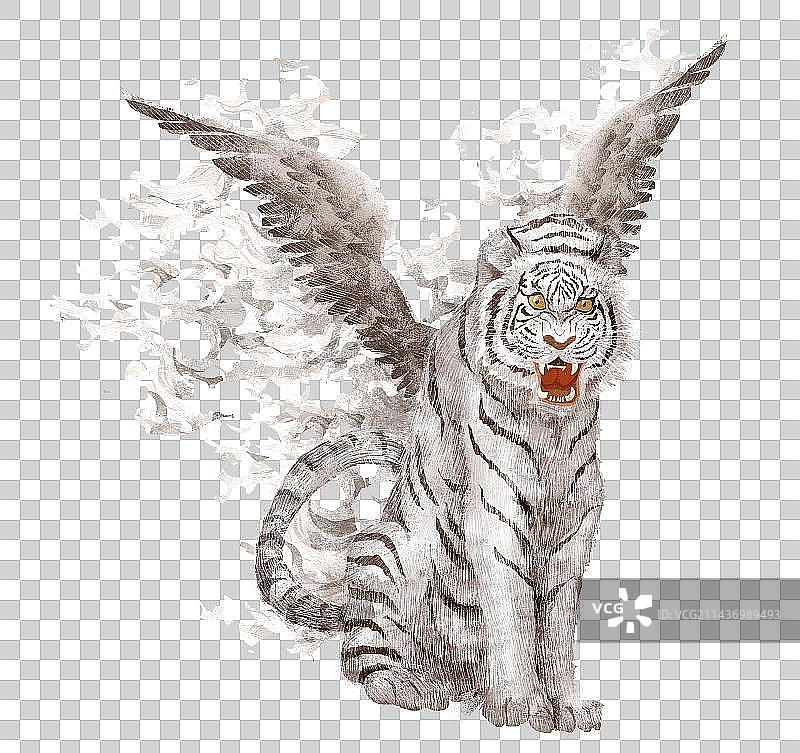 四方神兽白虎插画元素图片素材