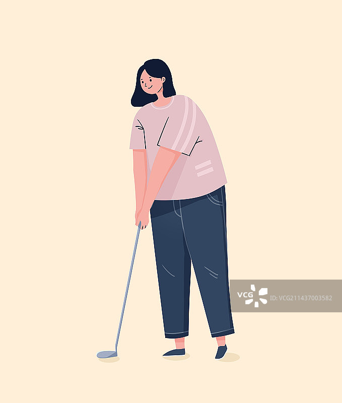 打高尔夫人物运动插画图片素材