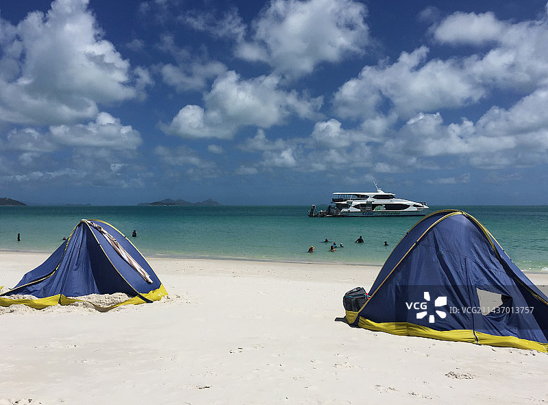澳洲风光&哈密尔顿白天堂海滩帐篷露营度假图片素材