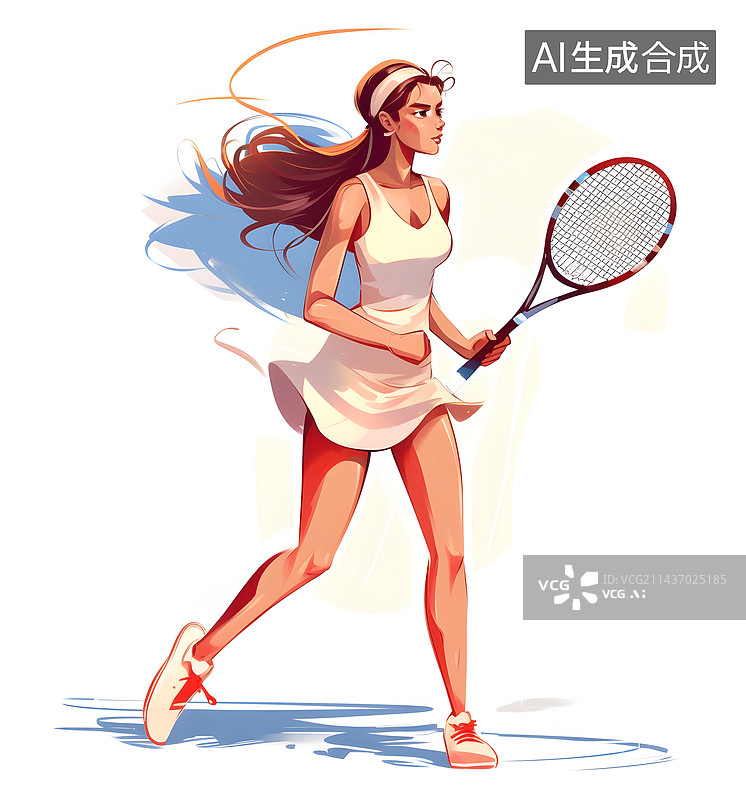 【AI数字艺术】打网球的运动女孩图片素材