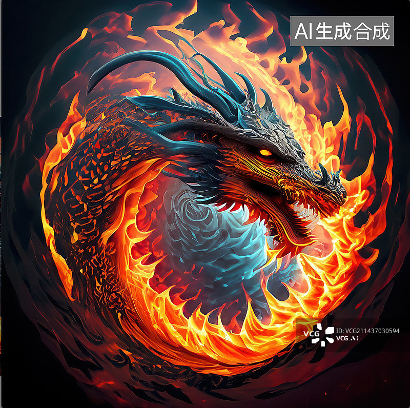 【AI数字艺术】中国传统火龙传龙龙文化图片素材