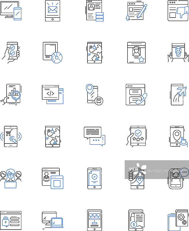 无线线条图标合集：蓝牙与Wi-Fi图片素材