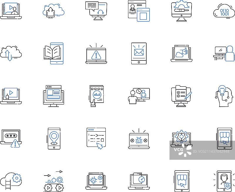 智能手机电子设备线性图标合集图片素材