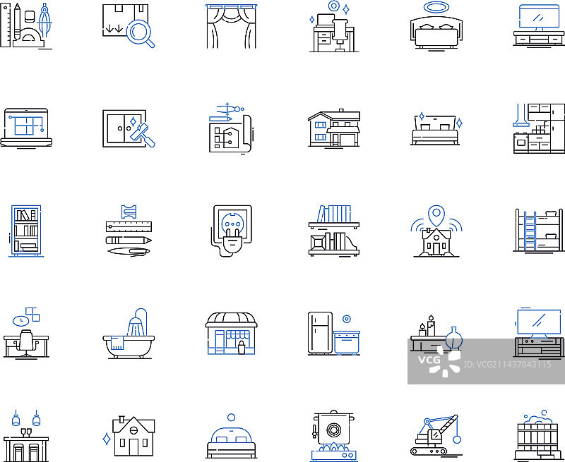 花园改造线性图标合集图片素材