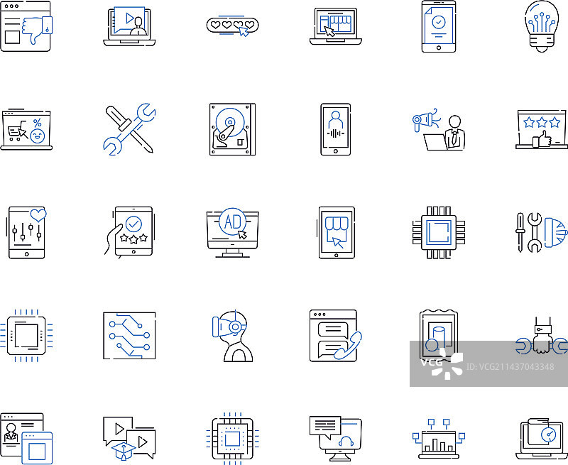 趣味娱乐线性图标合集图片素材